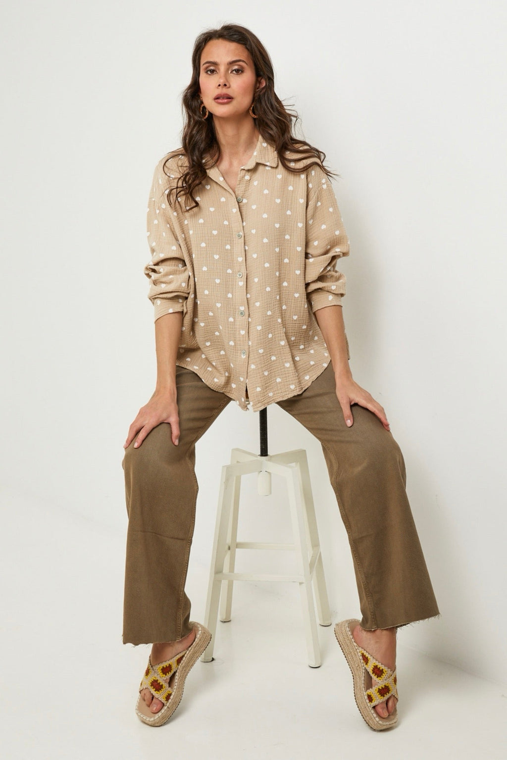 Chemise Beige/Blanc - Femme