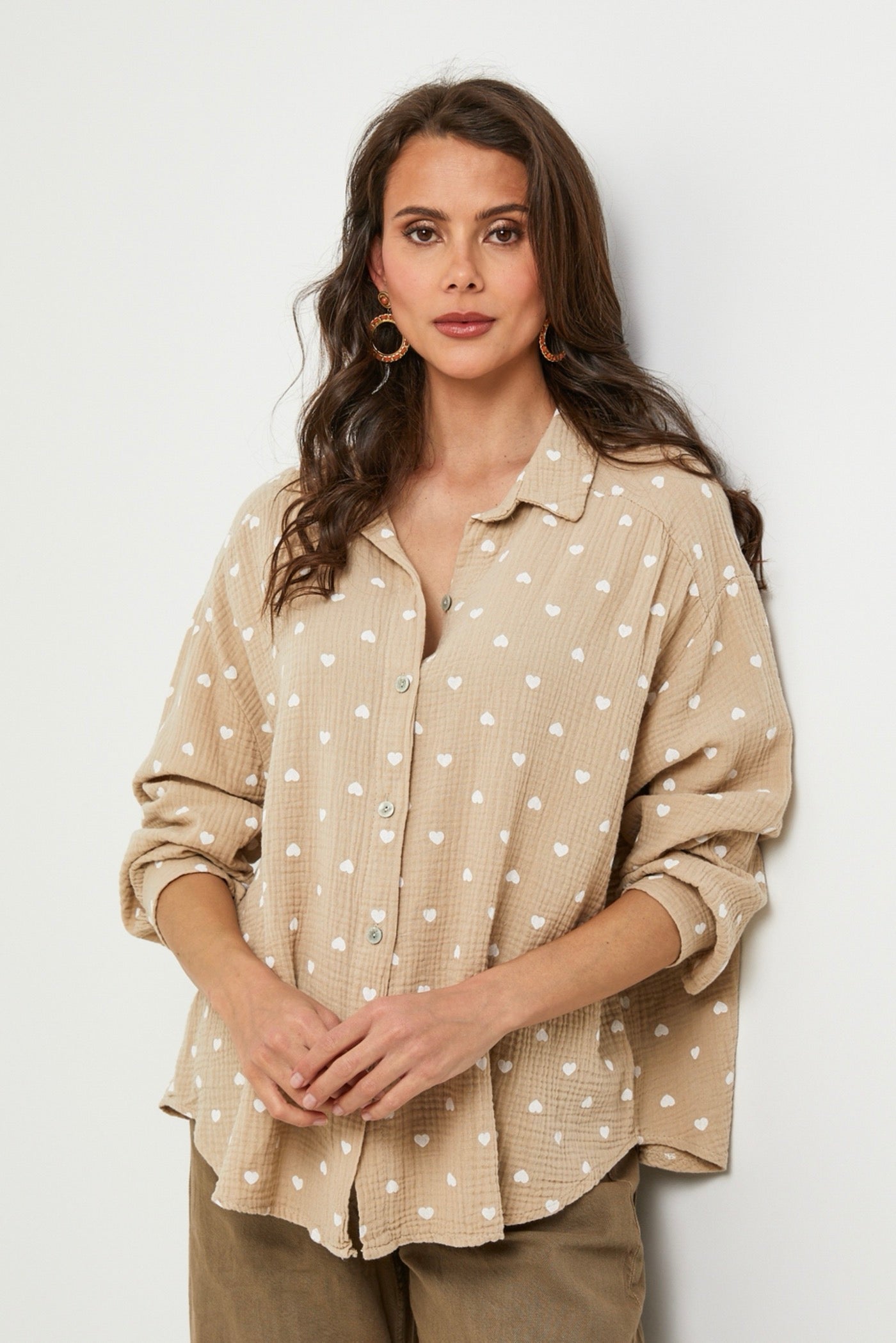 Chemise Beige/Blanc - Femme
