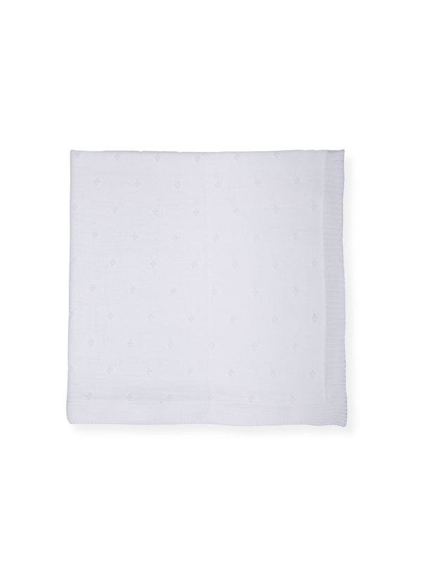 Couverture Tricotée Ajourée - Blanc