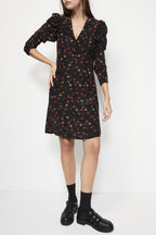 The Kooples - Robe Patineuse En Soie Noir Et Rouge - Femme