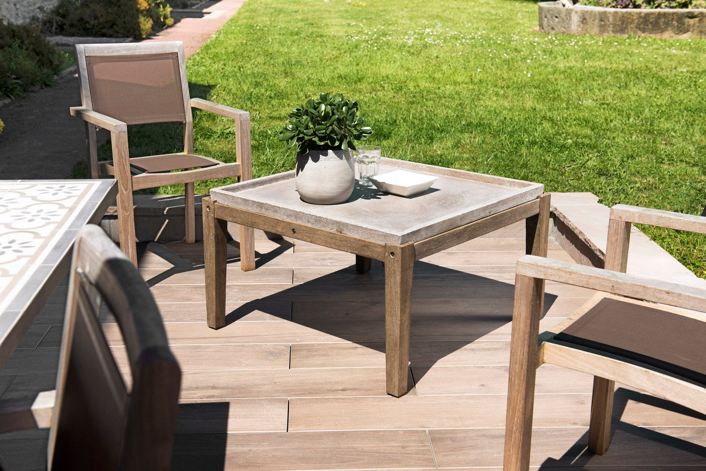 Hector - Table Basse De Jardin - Marron/Gris
