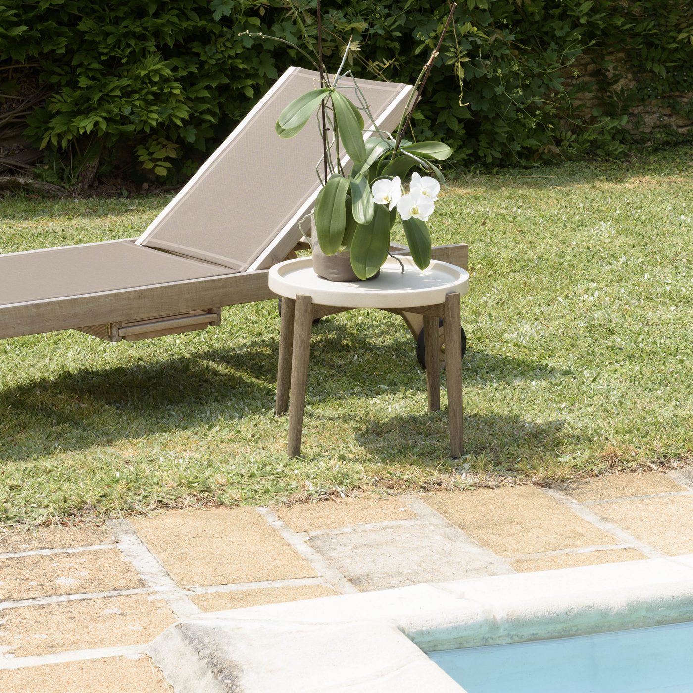 Hector - Table D'Appoint De Jardin - Marron Vieilli/Beige