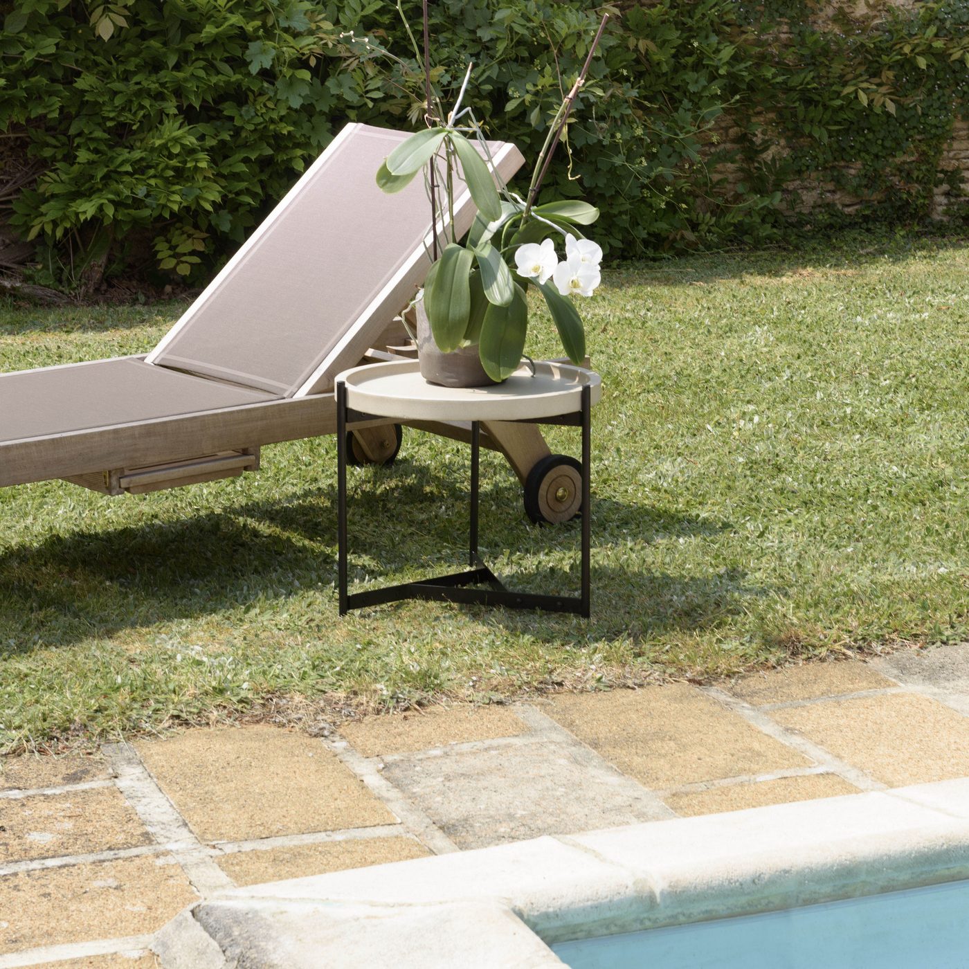 Hector - Table D'Appoint De Jardin - Noir/Beige