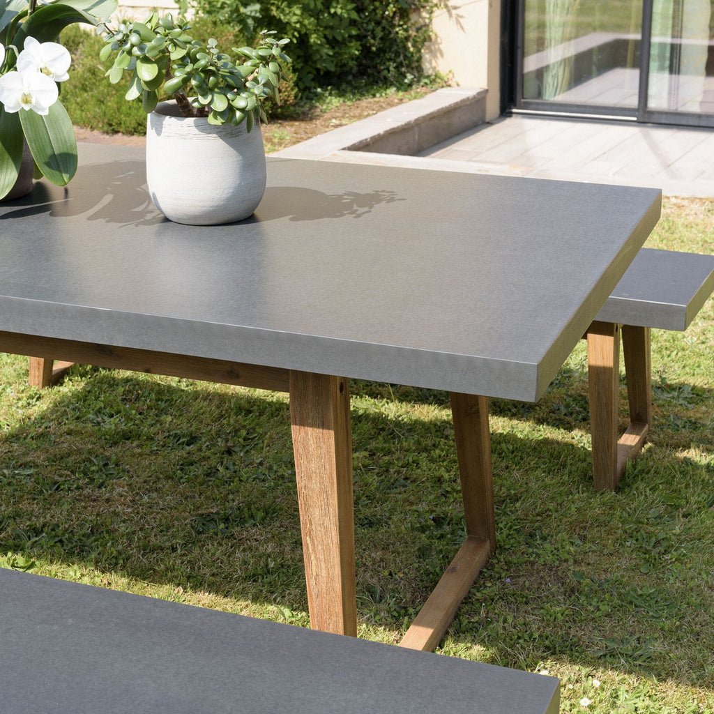 Hector - Salon De Jardin 6 Pers - Gris Anthracite/Marron