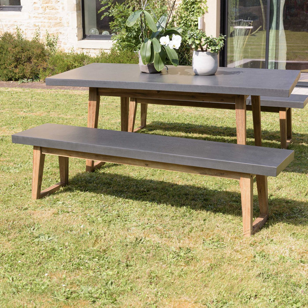 Hector - Salon De Jardin 6 Pers - Gris Anthracite/Marron