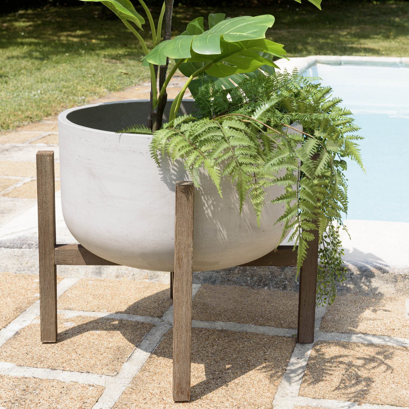 Hector - Pot De Fleur - Marron Foncé/Gris