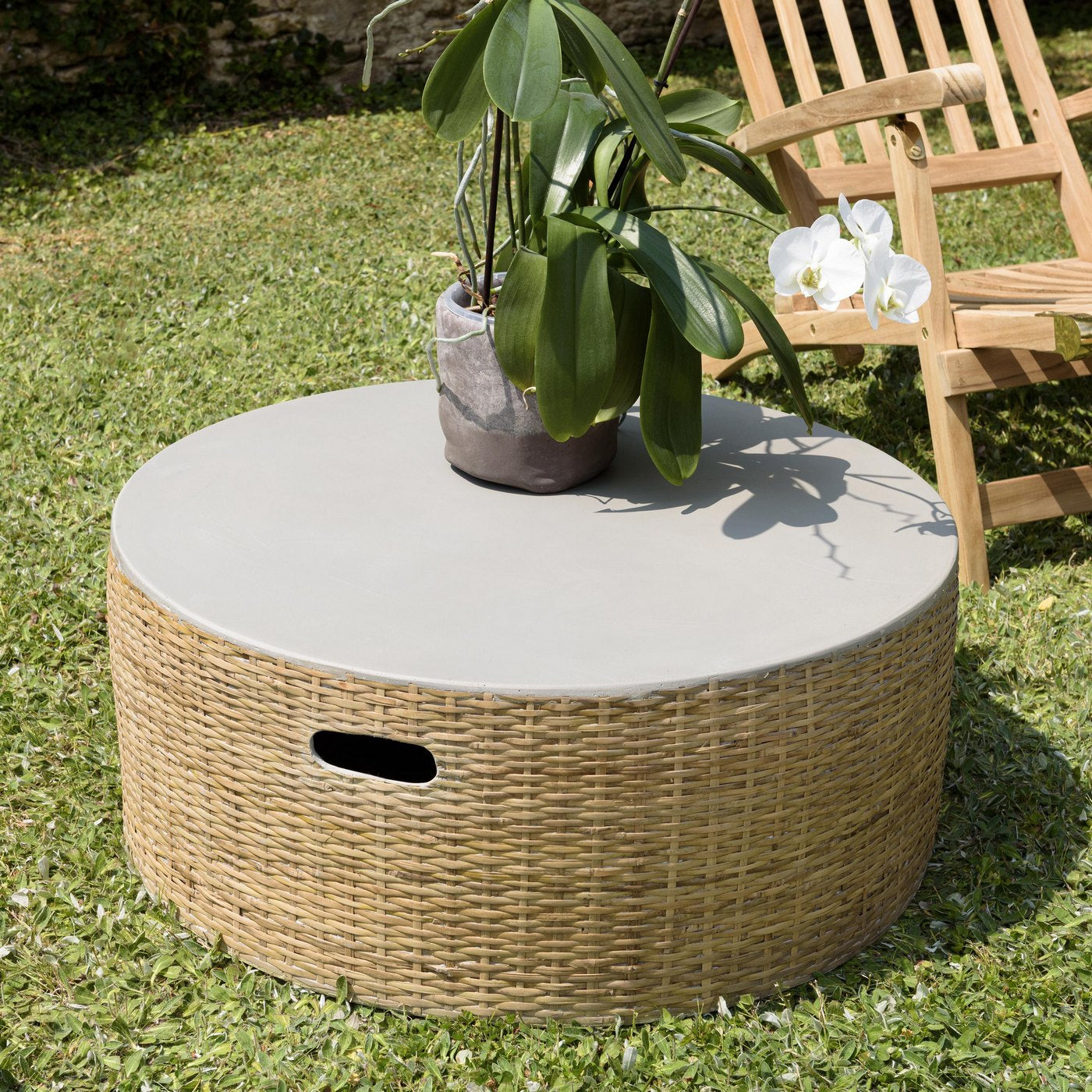 Hector - Table Basse De Jardin - Gris/Bois Clair