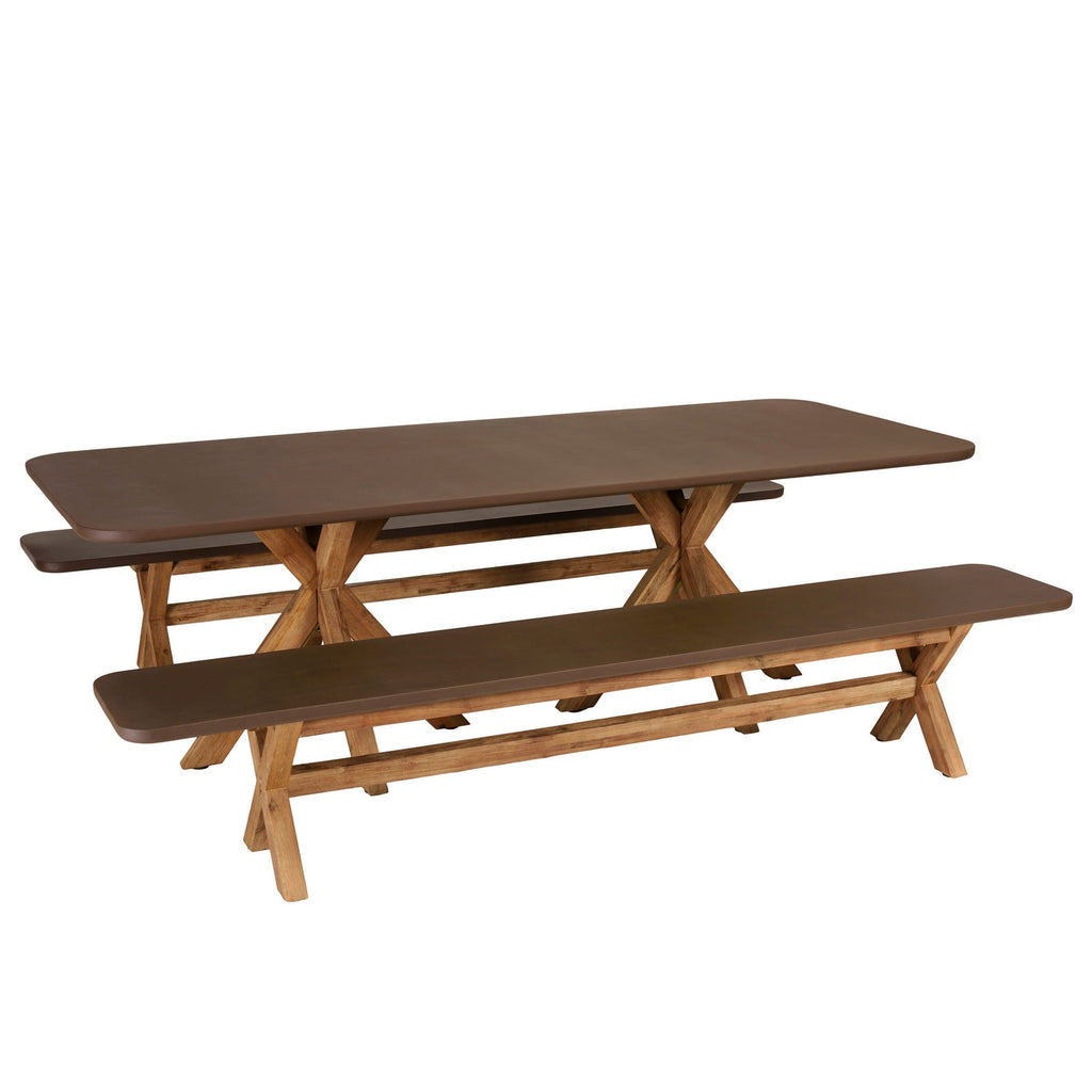 Nestor - Ensemble Table Et Bancs - Marron