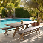 Nestor - Ensemble Table Et Bancs - Marron