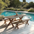 Nestor - Ensemble Table Et Bancs - Marron