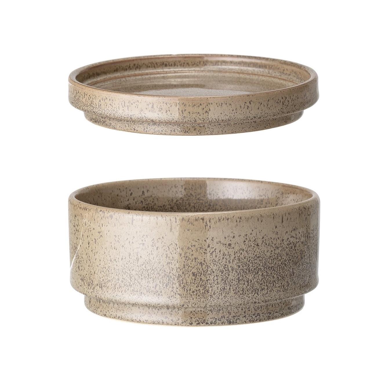 Pot rond en grès "Addison" Marron - INSIDE Box - Shop - Conseil