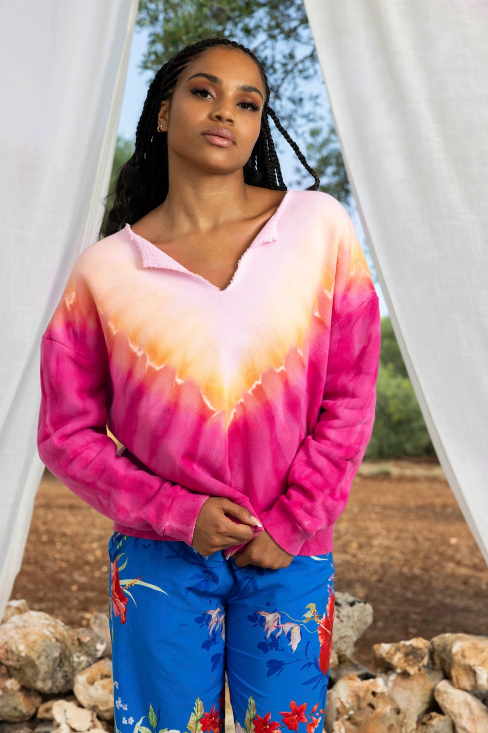 Le Sweatshirt Paolo Tie And Dye Rose