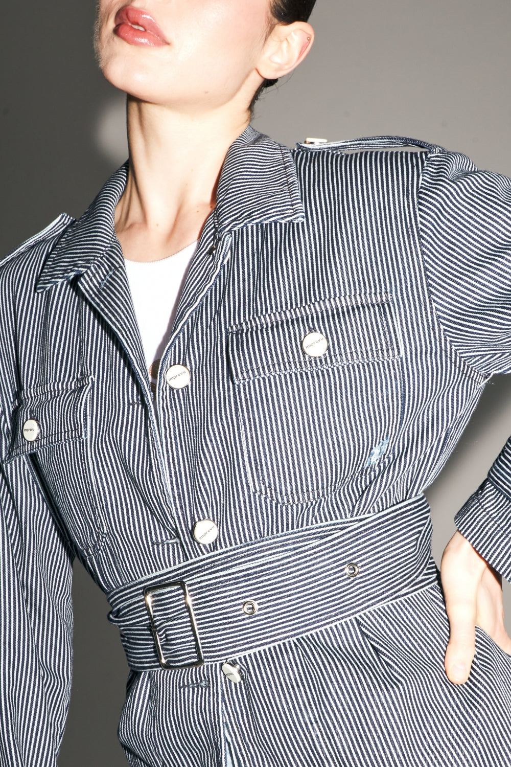 La Veste Denim Marin A  Rayures Workwear Fabriquée Au Portugal