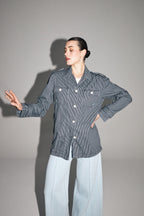 La Veste Denim Marin A  Rayures Workwear Fabriquée Au Portugal