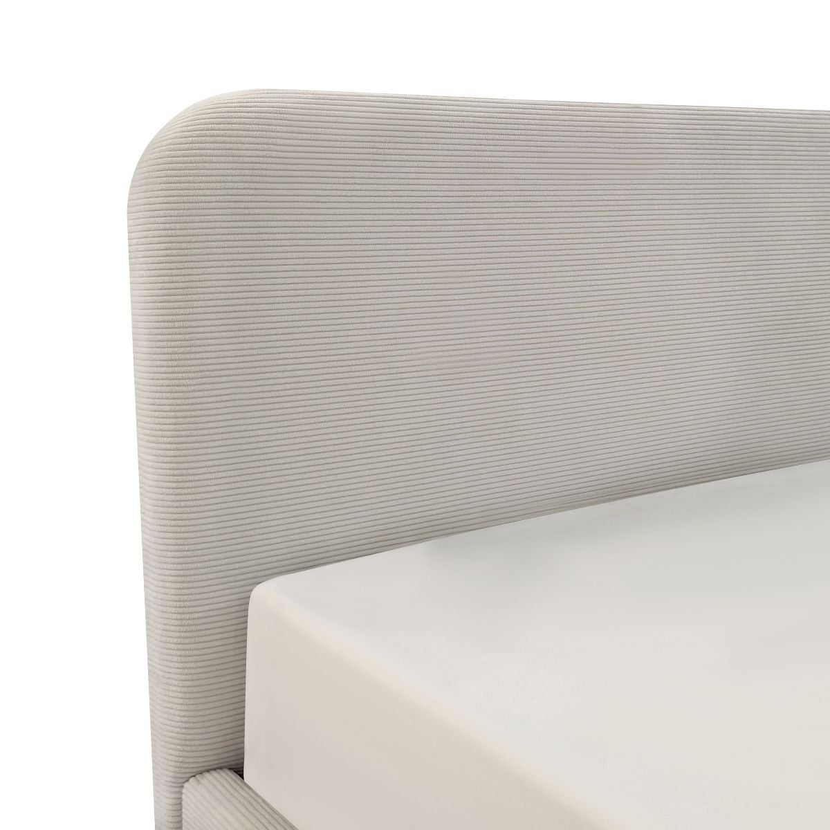 Livy - Lit Coffre - Velours Côtelé - Beige