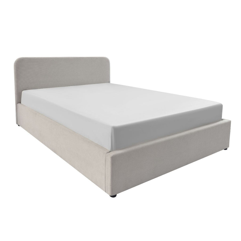 Livy - Lit Coffre - Velours Côtelé - Beige
