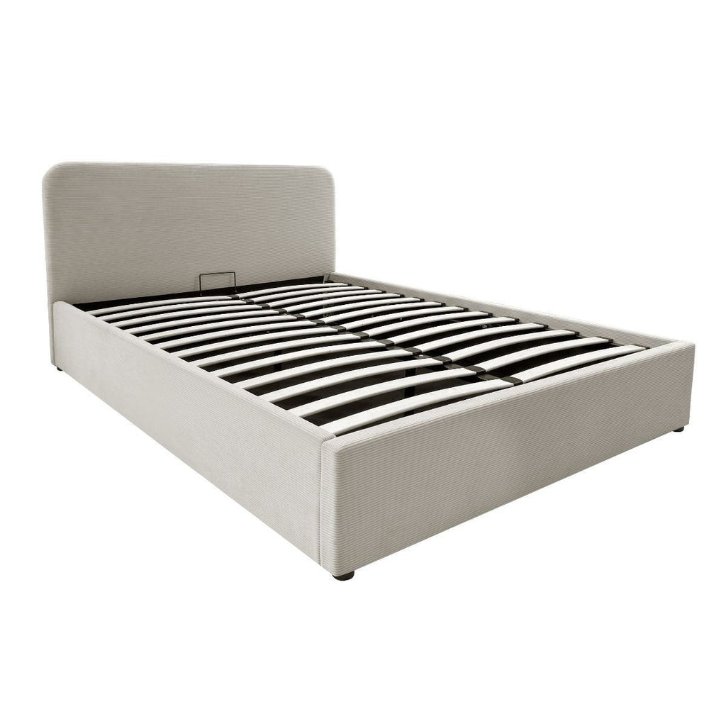 Livy - Lit Coffre - Velours Côtelé - Beige