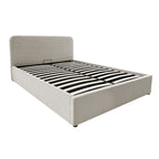 Livy - Lit Coffre - Velours Côtelé - Beige