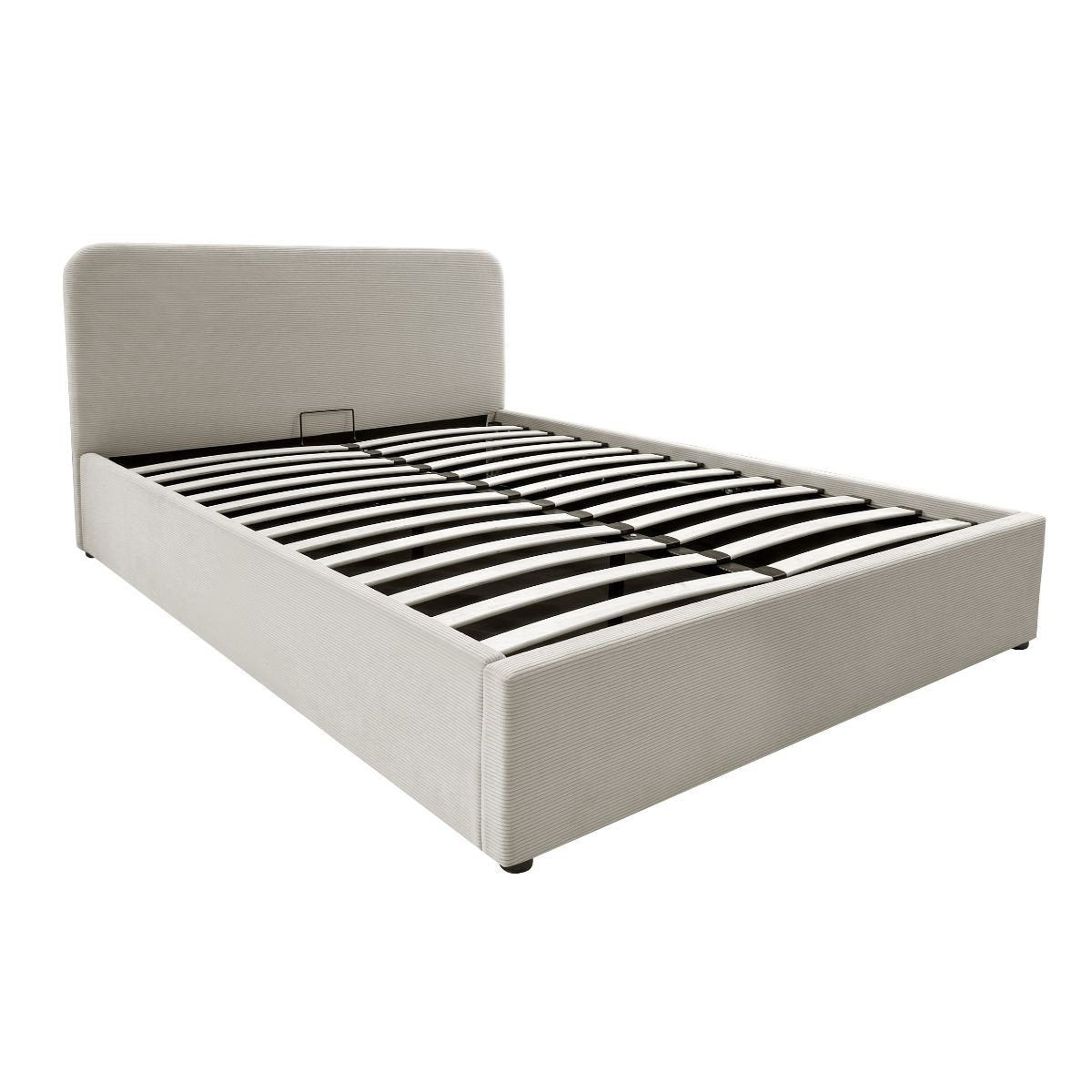 Livy - Lit Coffre - Velours Côtelé - Beige