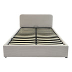 Livy - Lit Coffre - Velours Côtelé - Beige