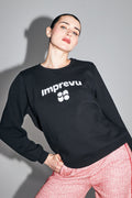 Le Sweatshirt Eddie Collège En Coton Organique Noir Fabriqué Au Portugal