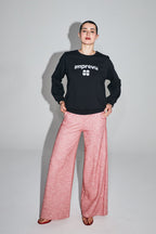 Le Sweatshirt Eddie Collège En Coton Organique Noir Fabriqué Au Portugal