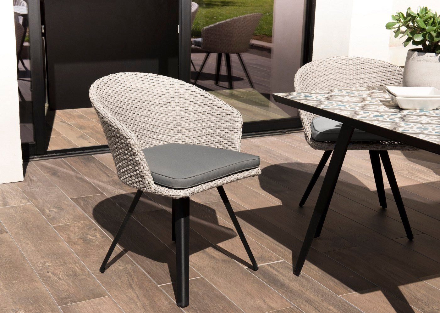 Vick - Chaise De Jardin - Noir/Gris