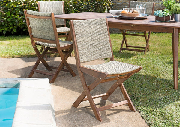Vick - Lot De 2 Chaises Jardin - Taupe/Marron