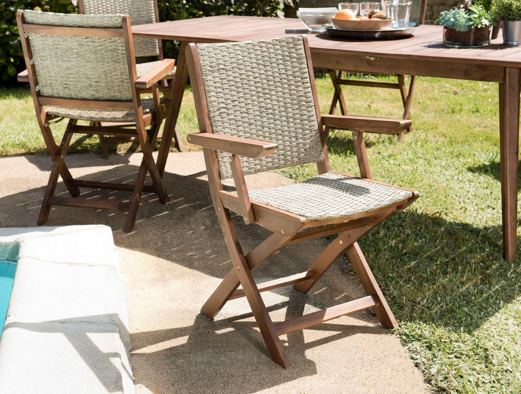 Vick - Lot De 2 Fauteuils Jardin - Taupe/Marron
