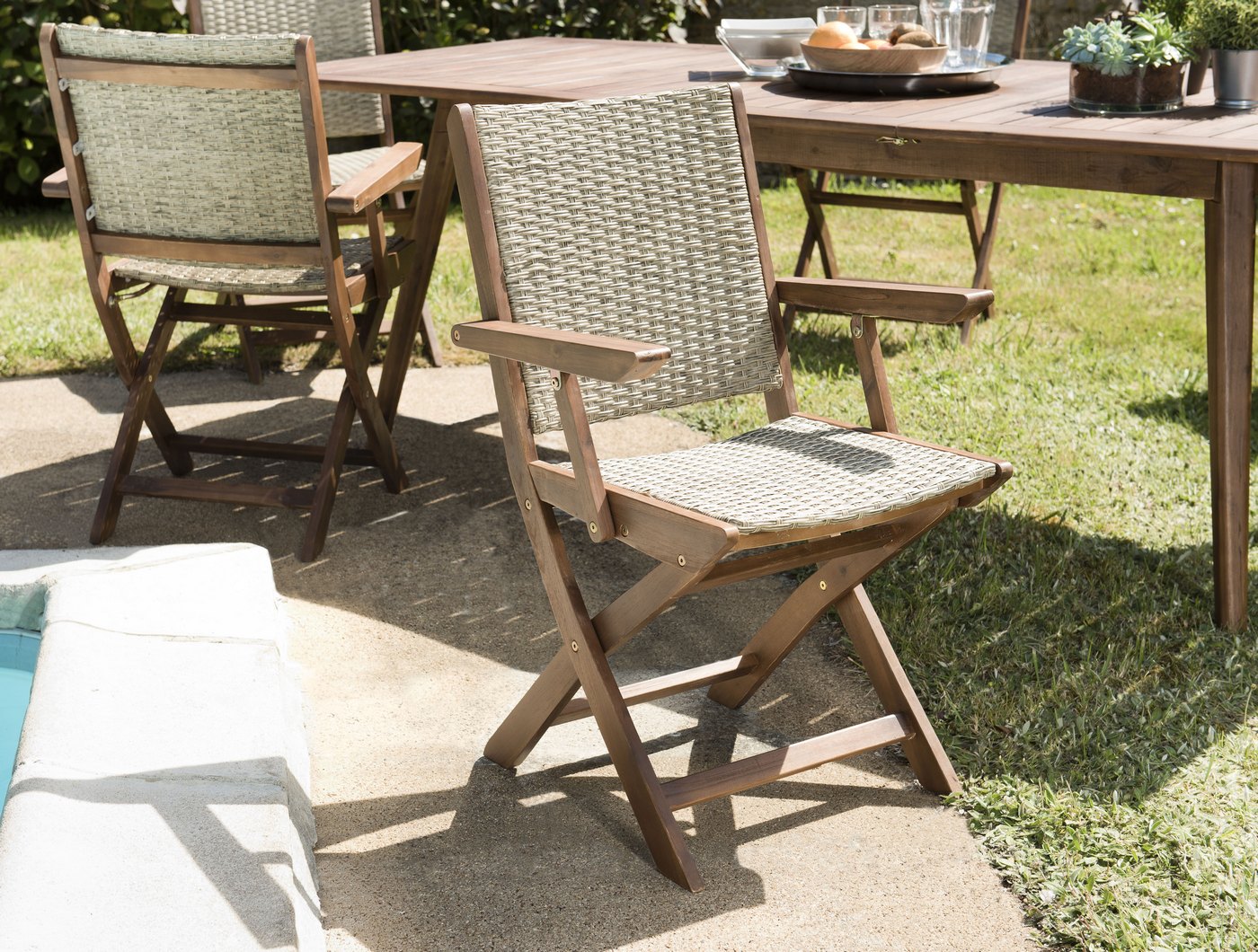 Vick - Lot De 2 Fauteuils Jardin - Taupe/Marron