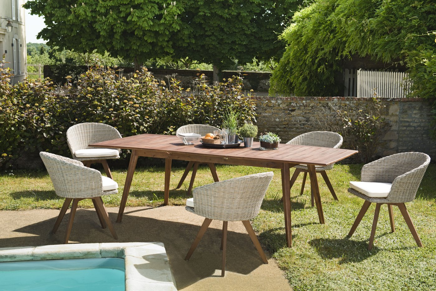 Vick - Salon De Jardin 8/10 Pers - Taupe/Marron/Beige