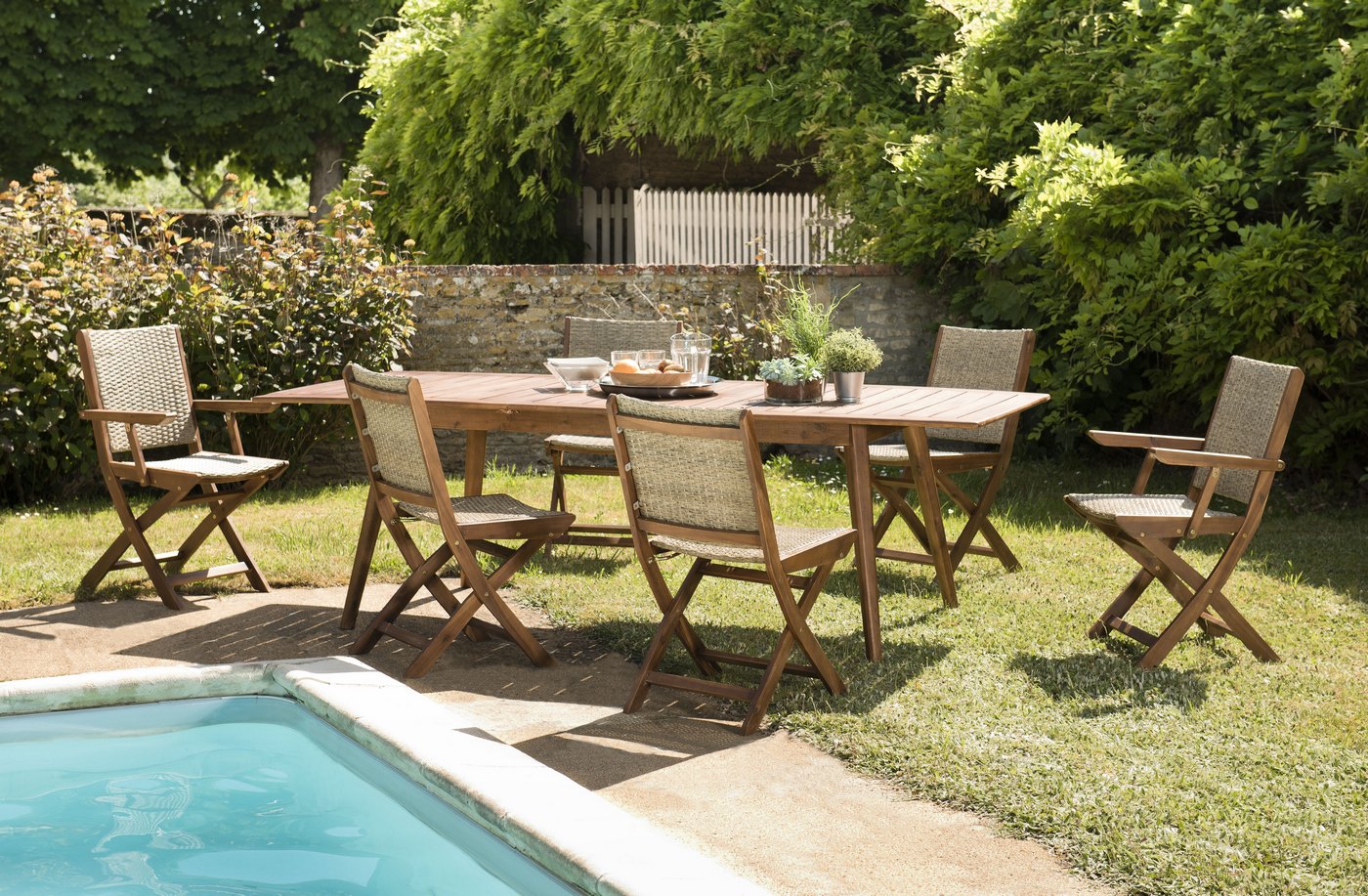 Vick - Salon De Jardin 8/10 Pers - Taupe/Marron