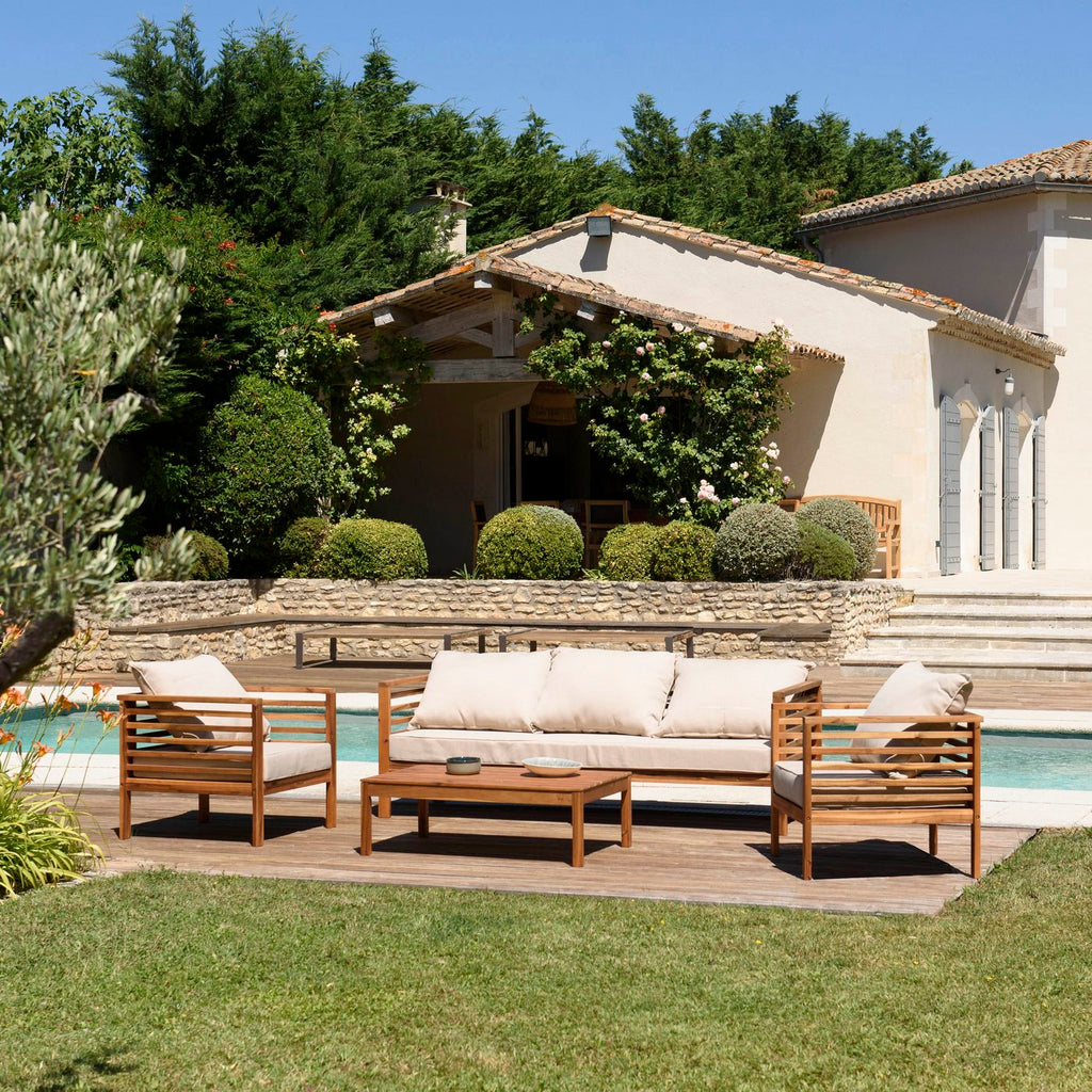 Vick - Salon De Jardin 5 Pers - Taupe/Marron