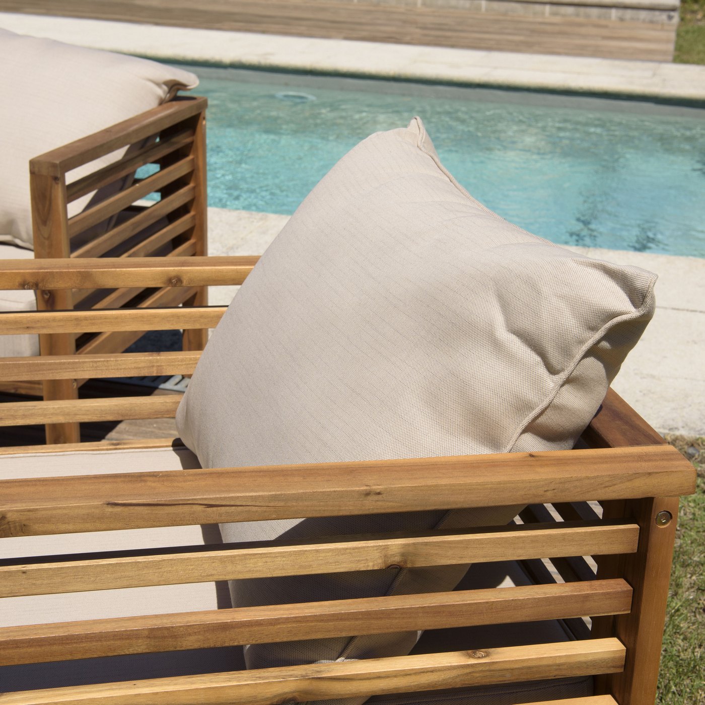 Vick - Salon De Jardin 5 Pers - Taupe/Marron