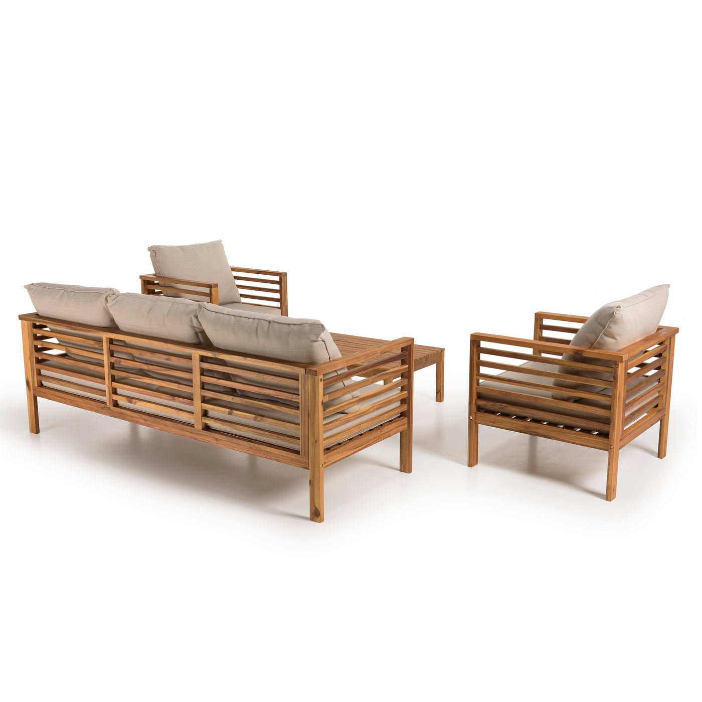 Vick - Salon De Jardin 5 Pers - Taupe/Marron