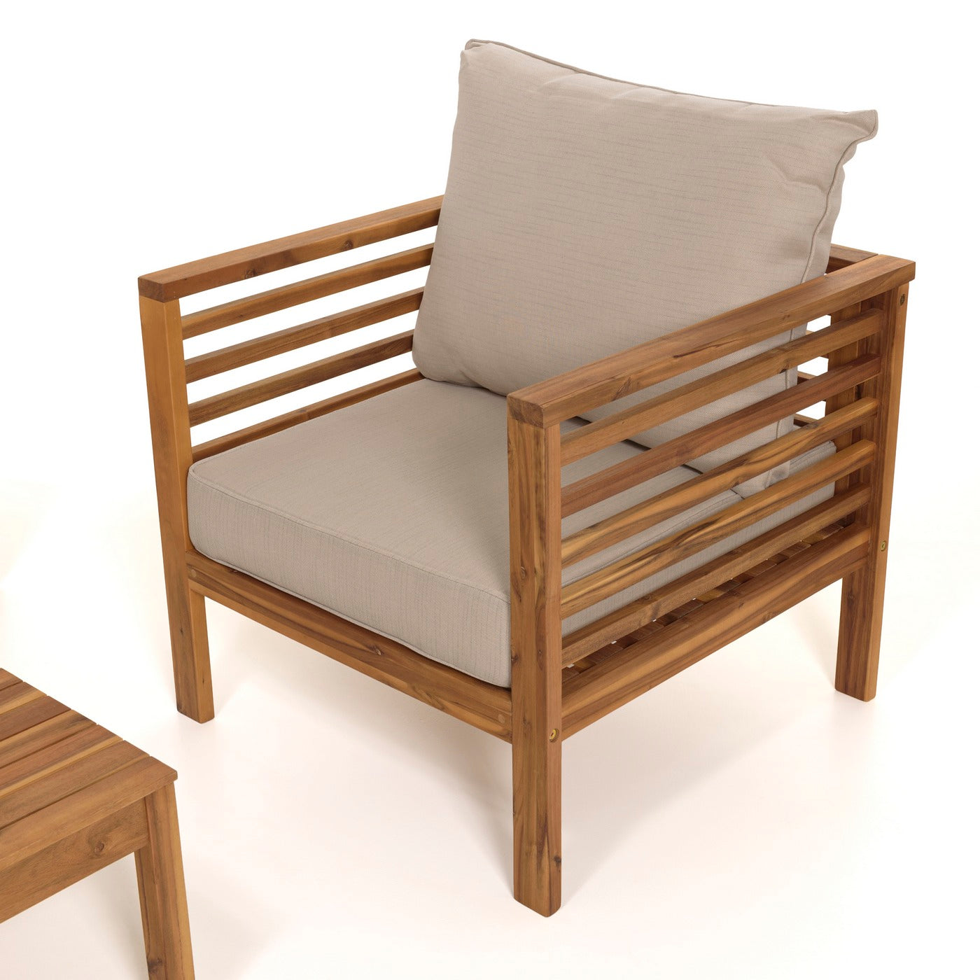 Vick - Salon De Jardin 5 Pers - Taupe/Marron