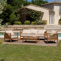 Vick - Salon De Jardin 5 Pers - Taupe/Marron