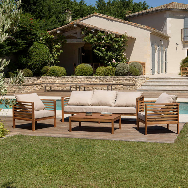 Vick - Salon De Jardin 5 Pers - Taupe/Marron
