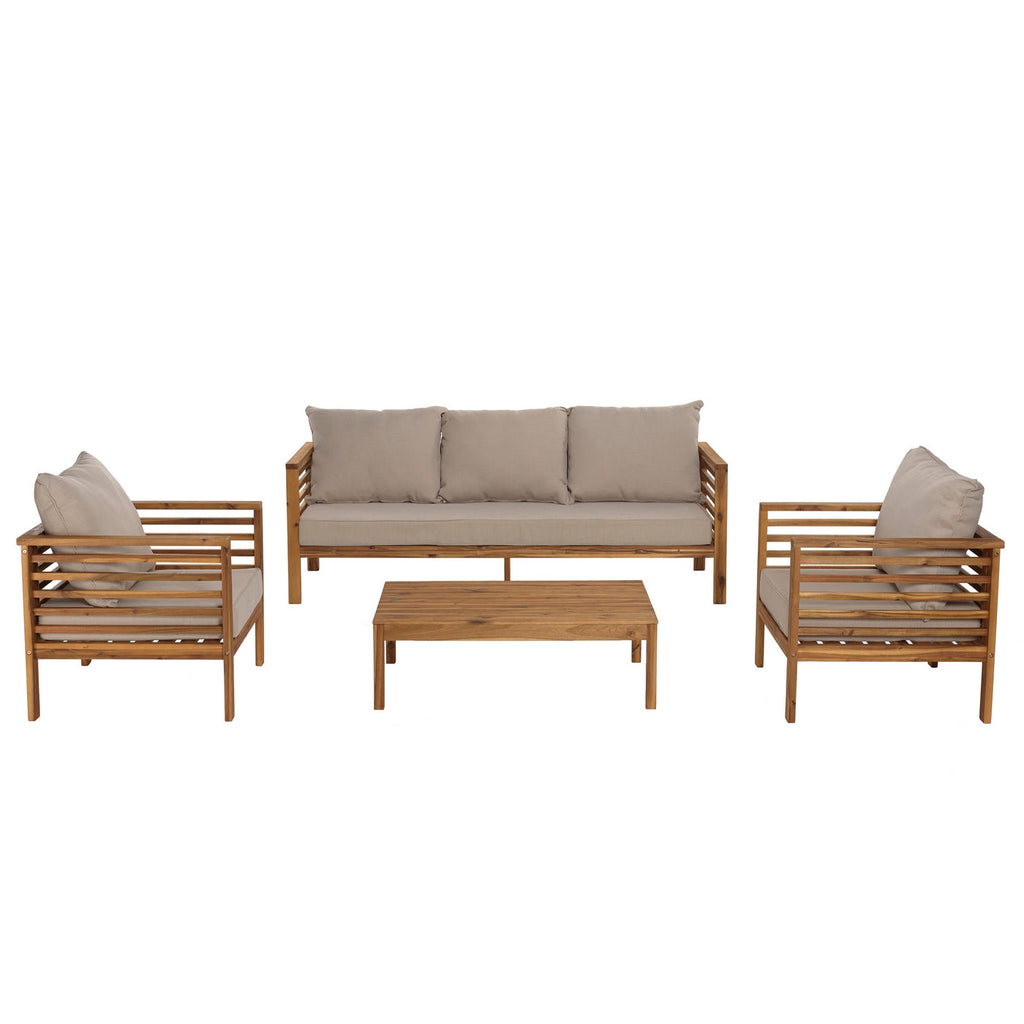 Vick - Salon De Jardin 5 Pers - Taupe/Marron