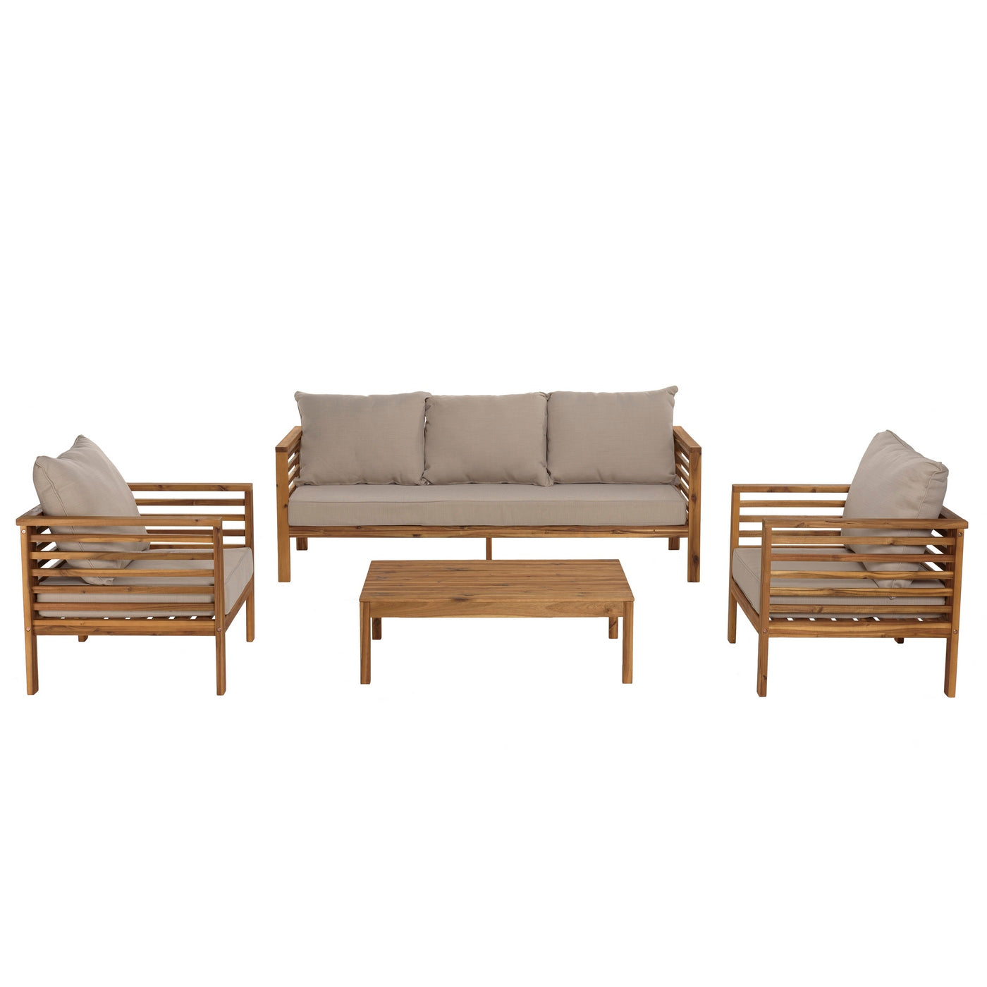 Vick - Salon De Jardin 5 Pers - Taupe/Marron