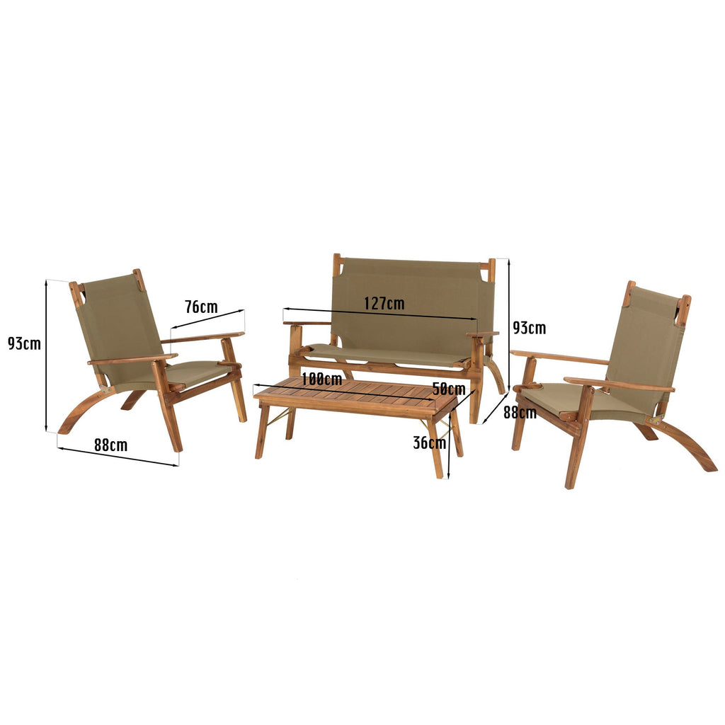Vick - Salon De Jardin 4 Pers - Taupe/Marron