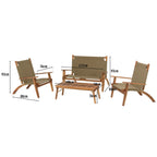 Vick - Salon De Jardin 4 Pers - Taupe/Marron