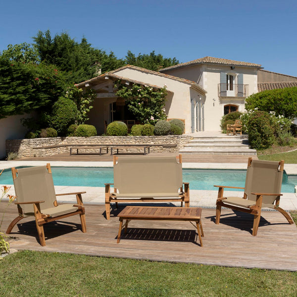 Vick - Salon De Jardin 4 Pers - Taupe/Marron