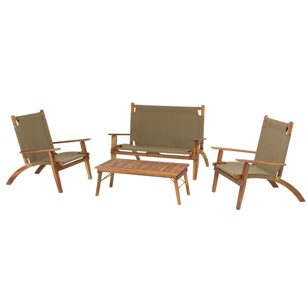 Vick - Salon De Jardin 4 Pers - Taupe/Marron