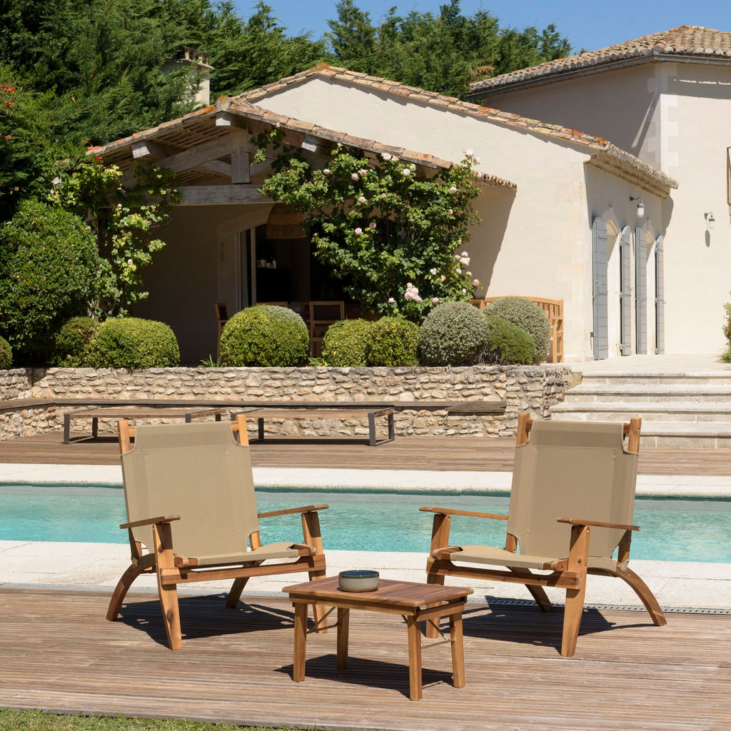 Vick - Salon De Jardin 2 Pers - Taupe/Marron