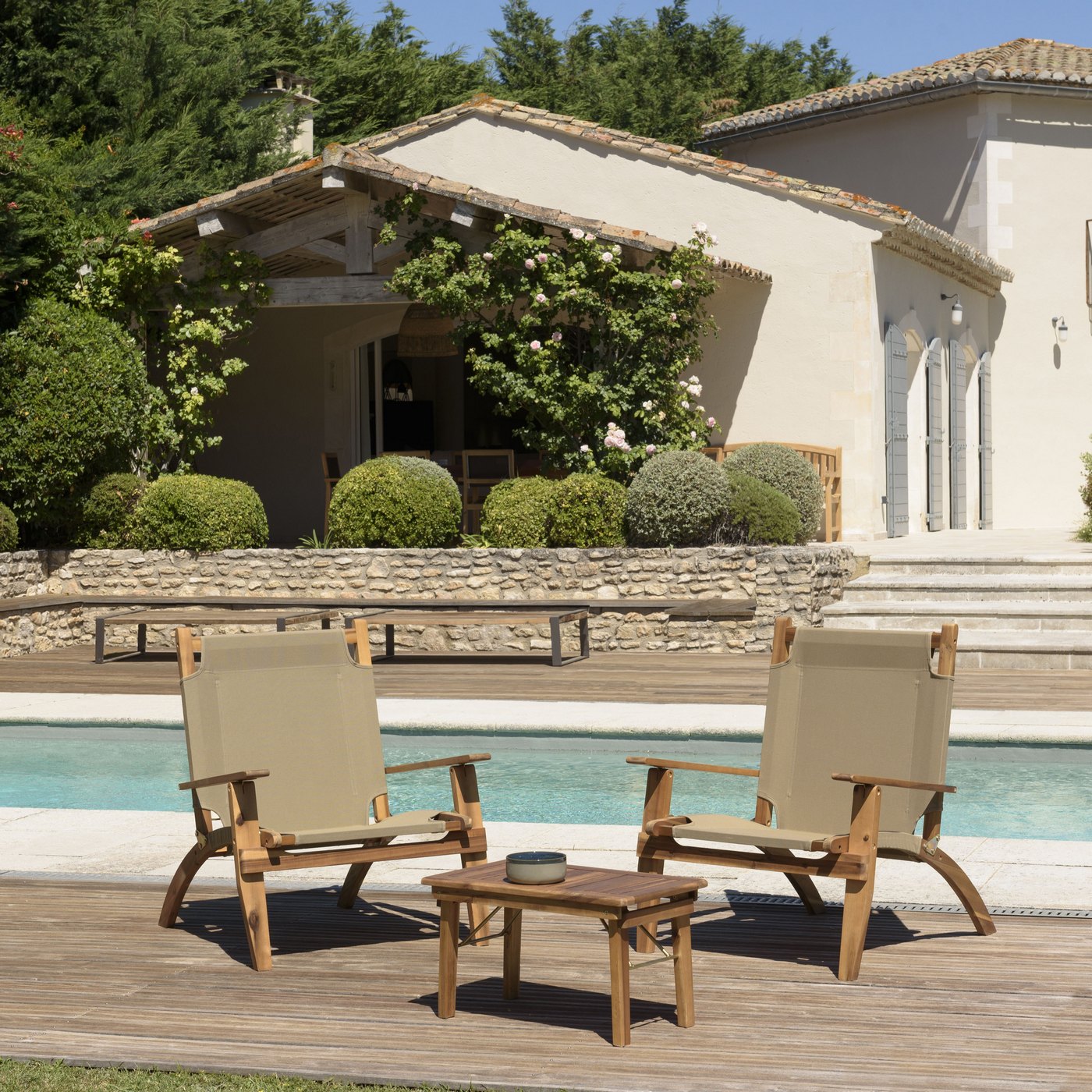 Vick - Salon De Jardin 2 Pers - Taupe/Marron