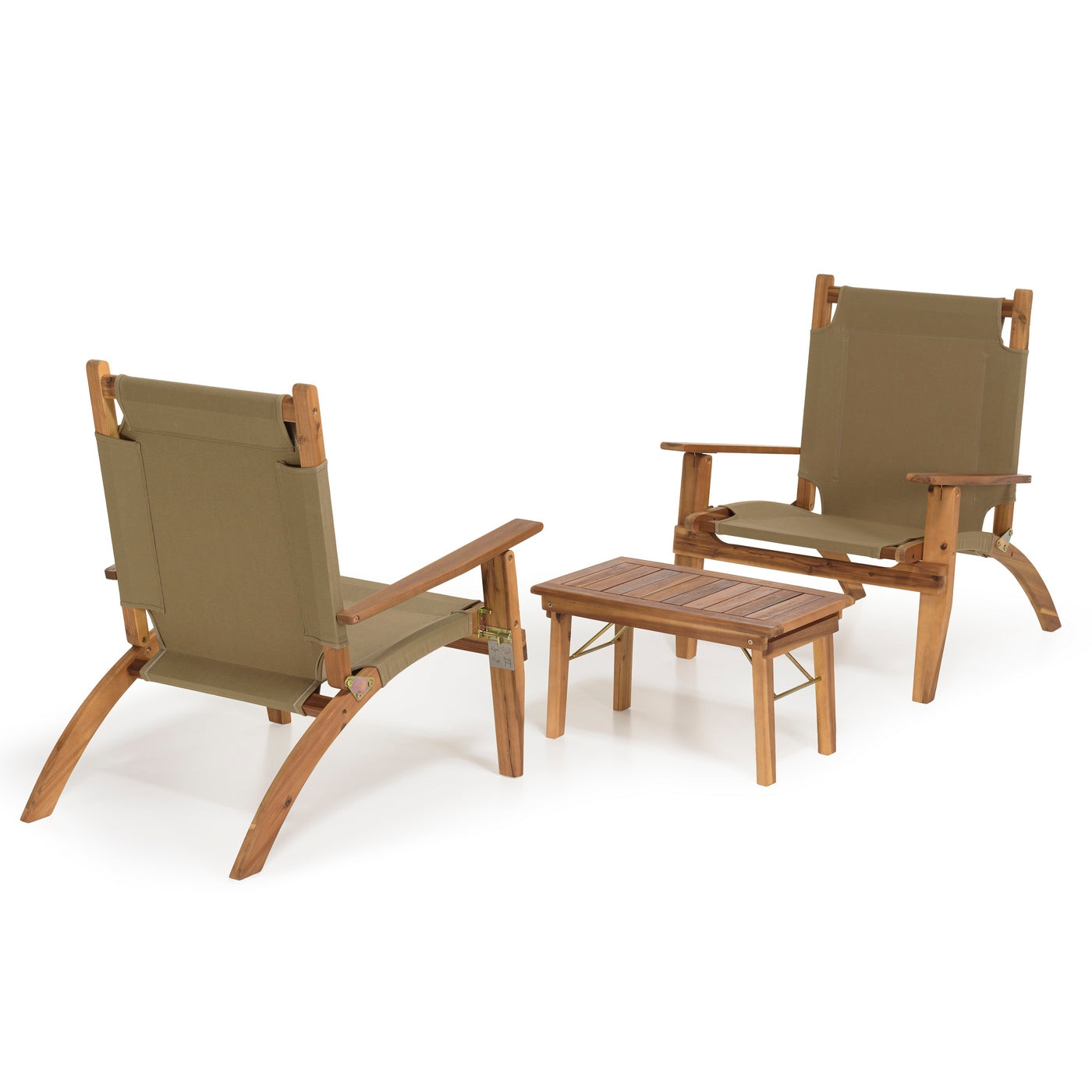 Vick - Salon De Jardin 2 Pers - Taupe/Marron