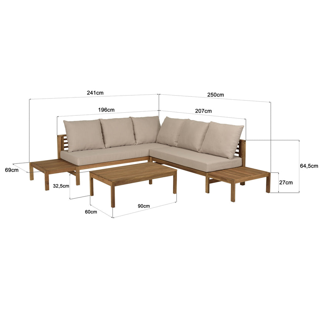 Vick - Salon De Jardin 5 Places - Marron/Taupe
