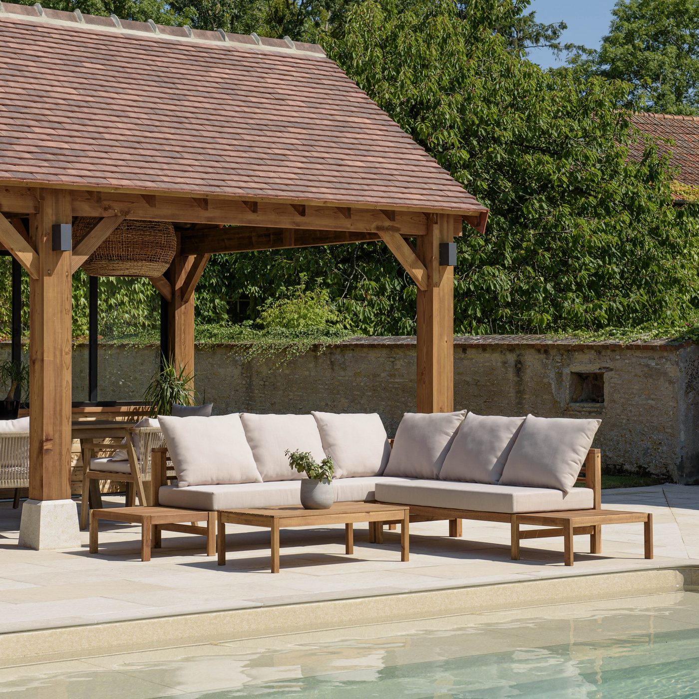 Vick - Salon De Jardin 5 Places - Marron/Taupe