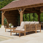Vick - Salon De Jardin 5 Places - Marron/Taupe